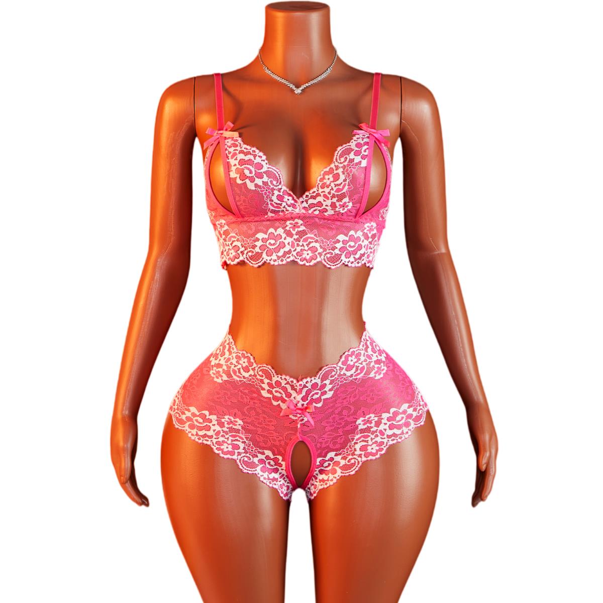 Sheer Bra Lace - Women's Sexy Lingerie Set Sling Open