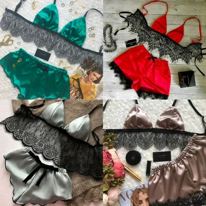 Women's Underwear Sexy Silk Sa - Lace Bralette Set 리뷰 및 가격