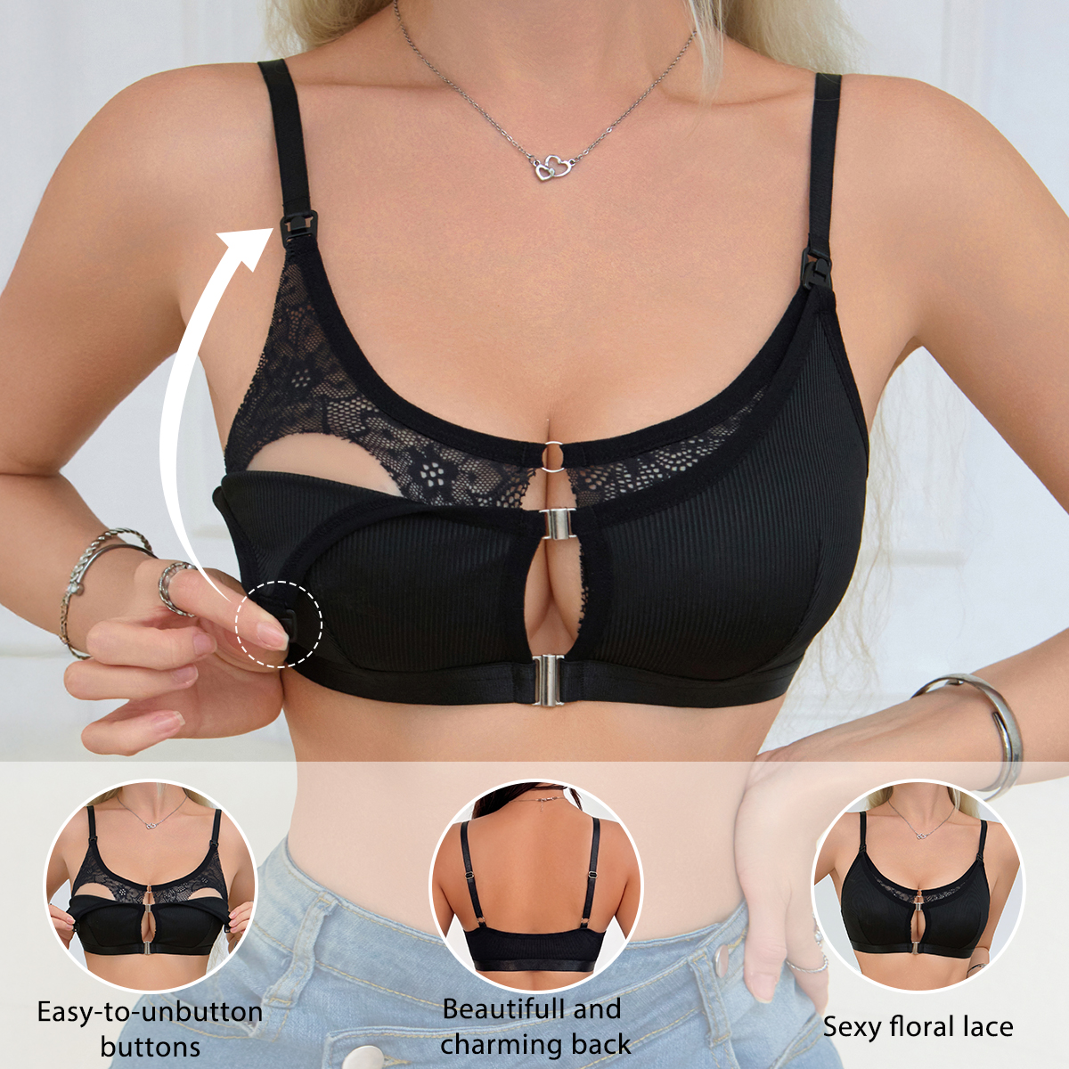 Black Comfortable Front Clasp  - Nursing Bra Clip 리뷰 및 가격