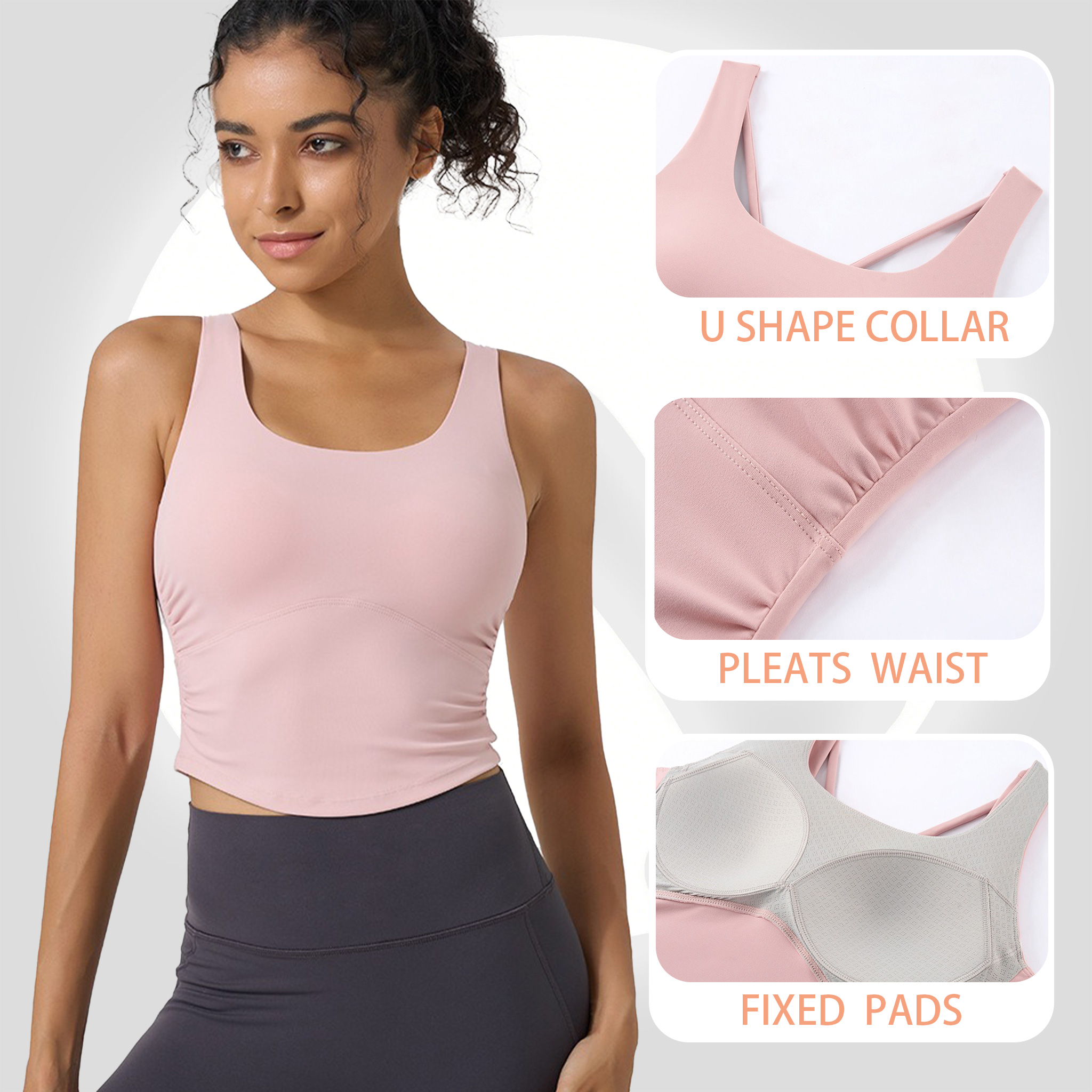 Women's Fixed Cup Yoga Sports  - Sports Bra Racerback 리뷰 및 가격