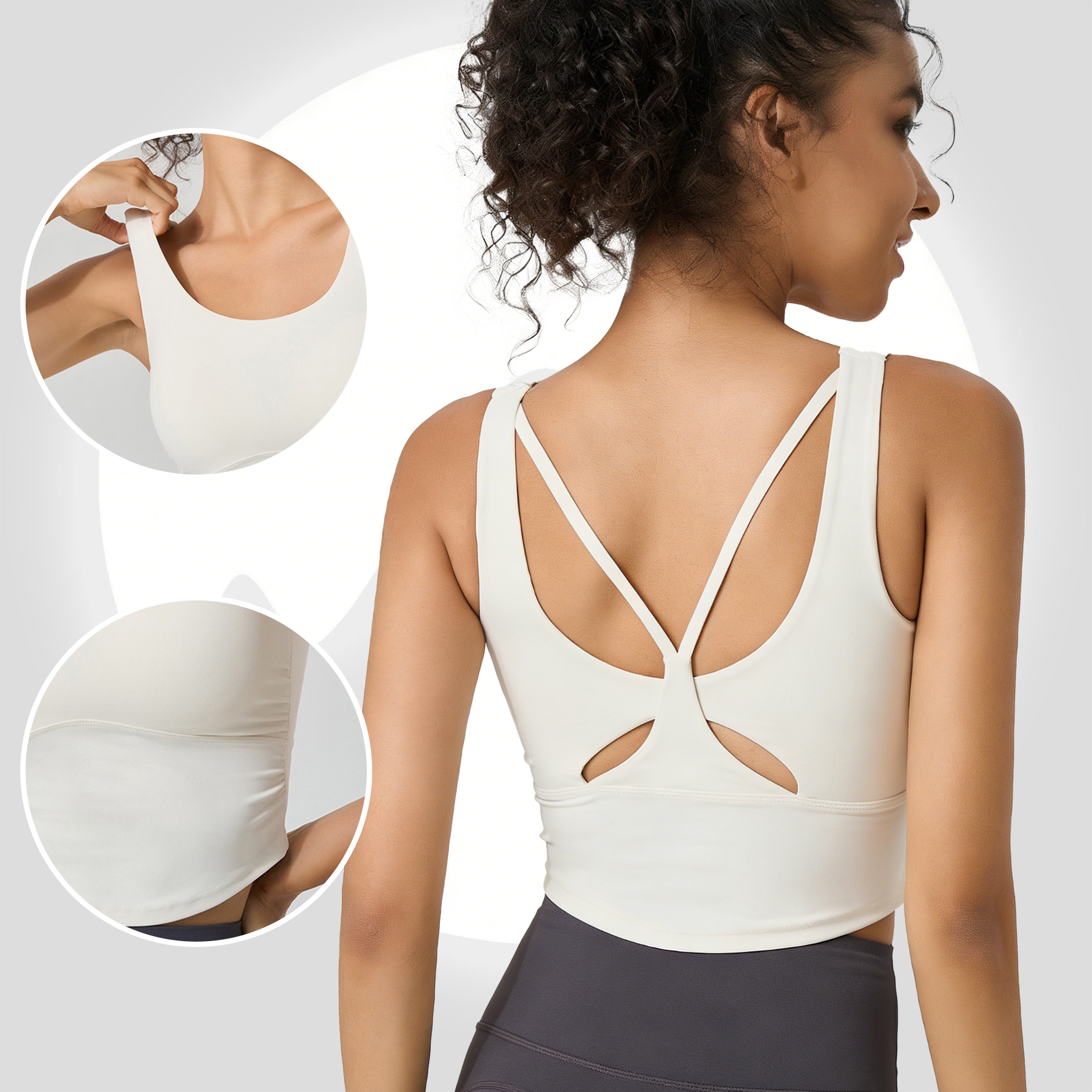 Women's Fixed Cup Yoga Sports  - Sports Bra Racerback 리뷰 및 가격