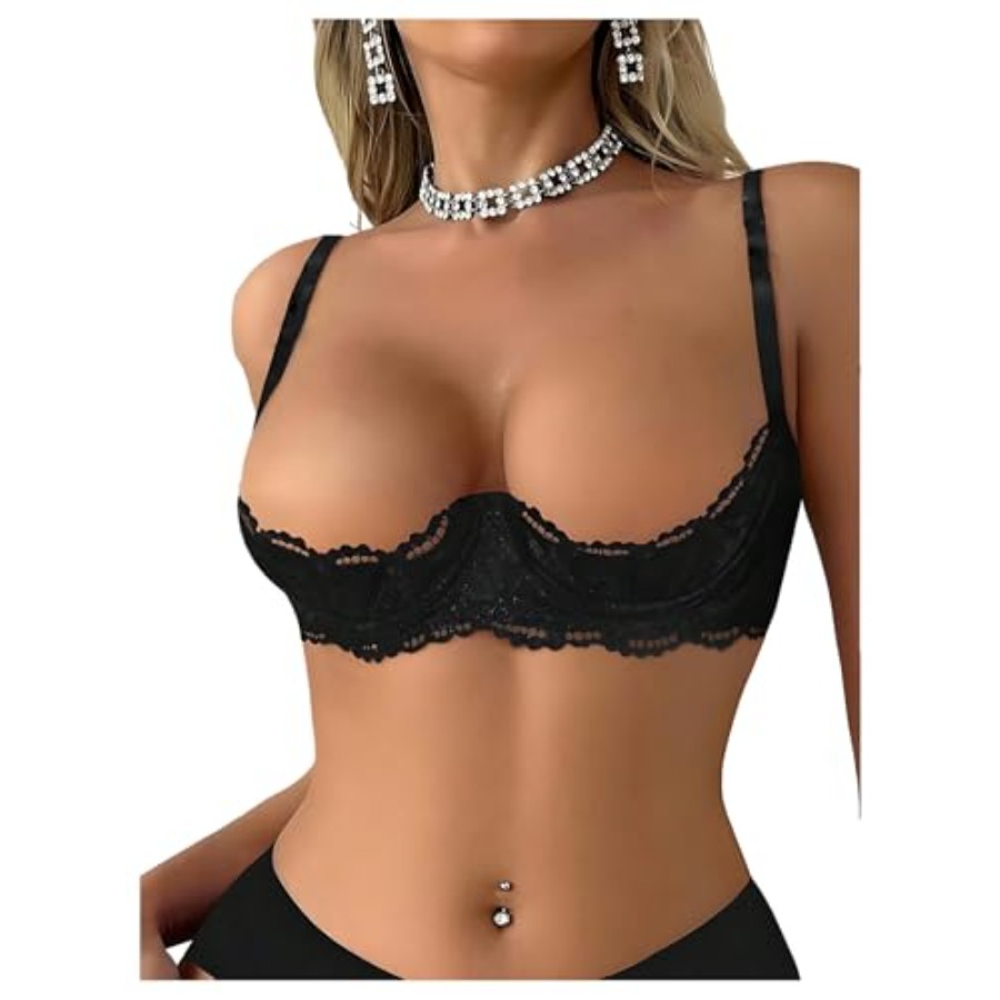 OYOANGLE Women's 1/4 Cup Lace  - Demi Bra Balconette 리뷰 및 가격