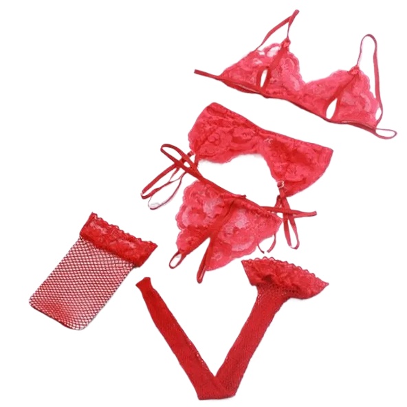 Lace Women Lingerie Set 4 Pcs  - Lace Bralette Set 리뷰 및 가격