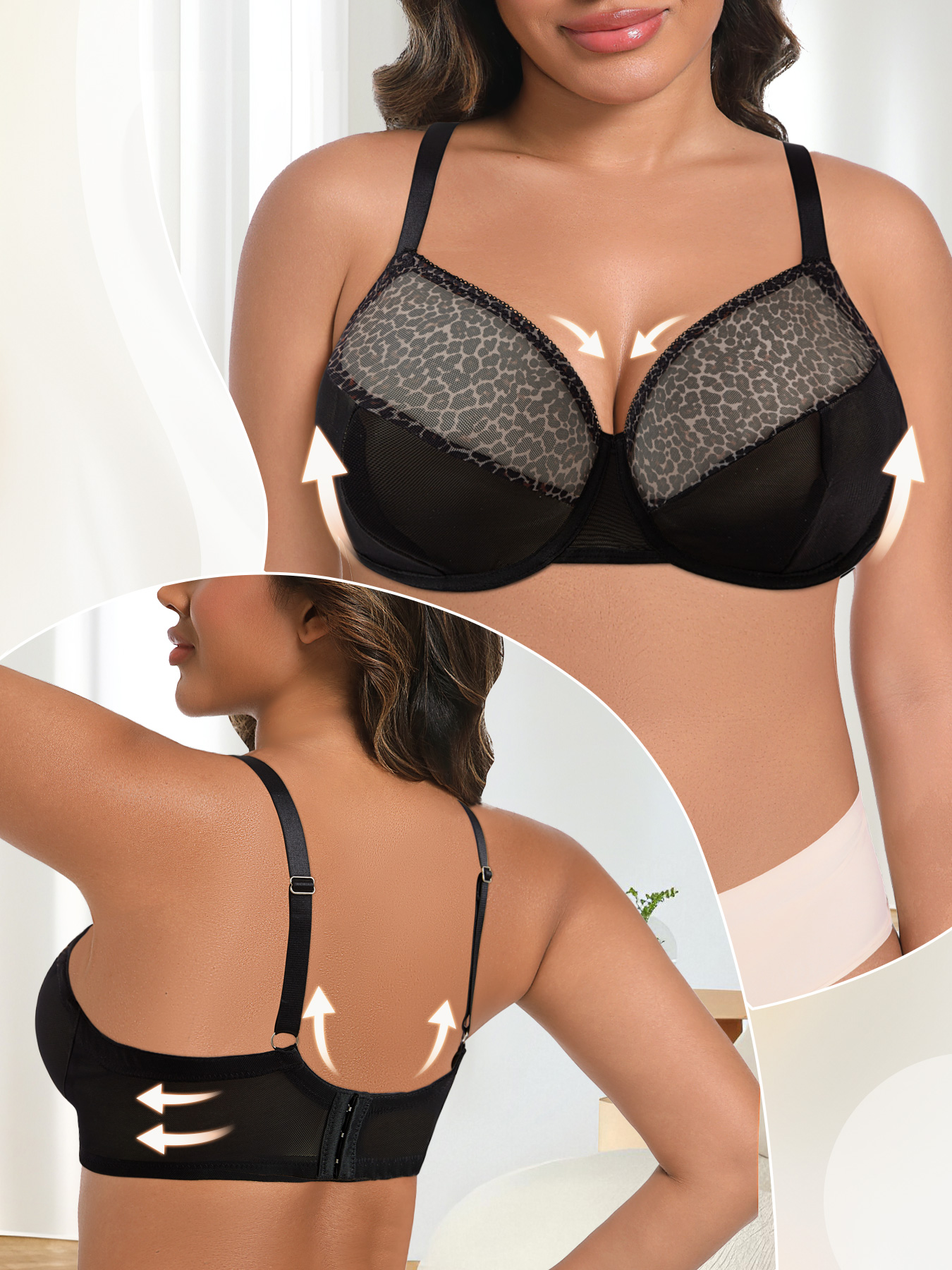 Plus Size Sexy Leopard Print & - Sheer Bra Lace 리뷰 및 가격