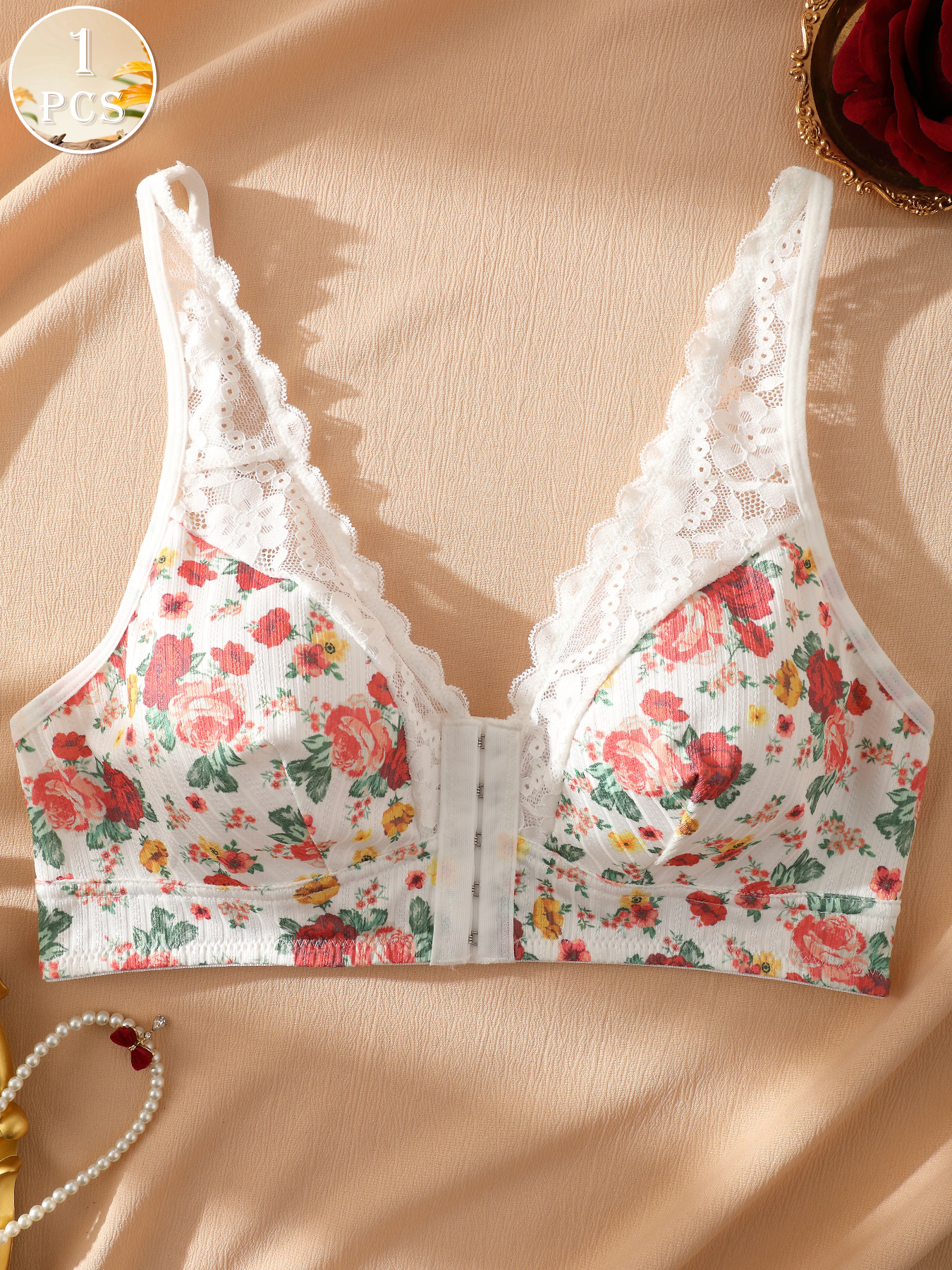 1pc Women's Floral Print Wirel - Wirefree Bra Comfort 리뷰 및 가격