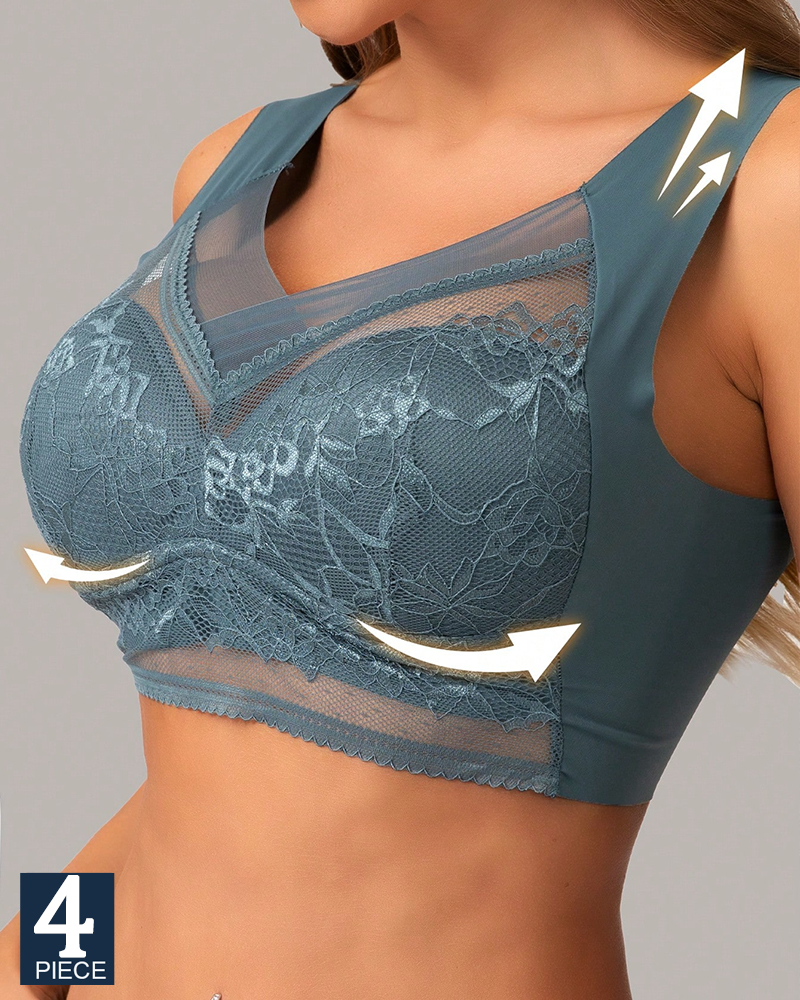 4Pcs Plus Size Women Seamless  - Lace Bralette Set 리뷰 및 가격